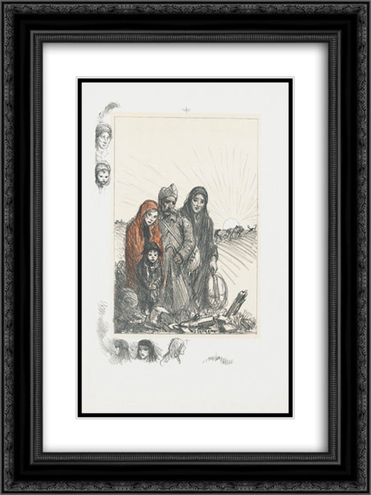 Sur les ruines de la maison 18x24 Black Ornate Wood Framed Art Print Poster with Double Matting by Steinlen, Theophile