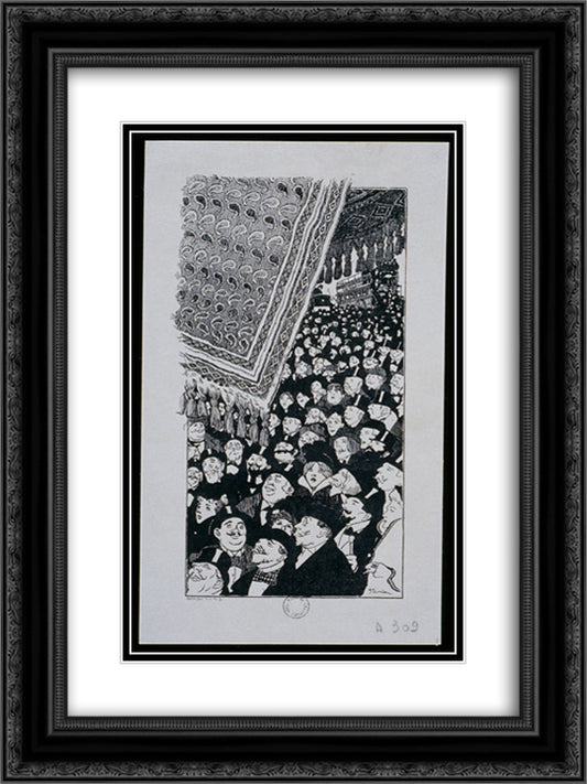 Tapis Clichy 18x24 Black Ornate Wood Framed Art Print Poster with Double Matting by Steinlen, Theophile