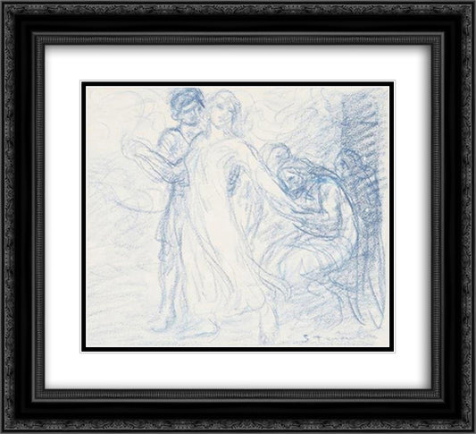 The Departure 22x20 Black Ornate Wood Framed Art Print Poster with Double Matting by Steinlen, Theophile