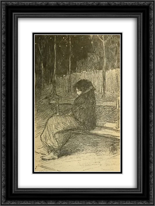 The red star - L'Etoile Rouge 18x24 Black Ornate Wood Framed Art Print Poster with Double Matting by Steinlen, Theophile