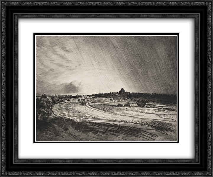 The Storm 24x20 Black Ornate Wood Framed Art Print Poster with Double Matting by Steinlen, Theophile