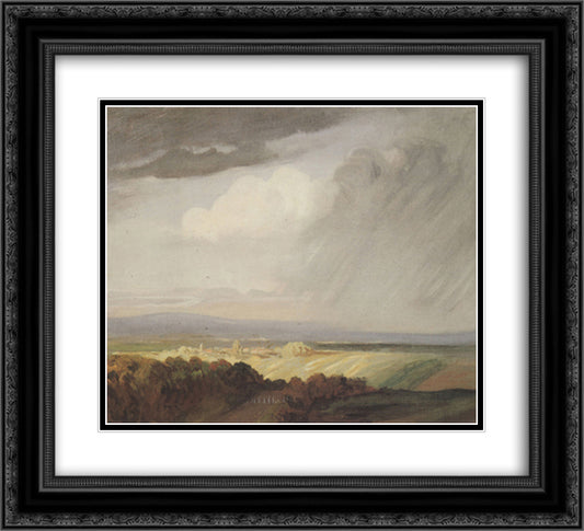 Thunderstorms Over the Valley 22x20 Black Ornate Wood Framed Art Print Poster with Double Matting by Steinlen, Theophile