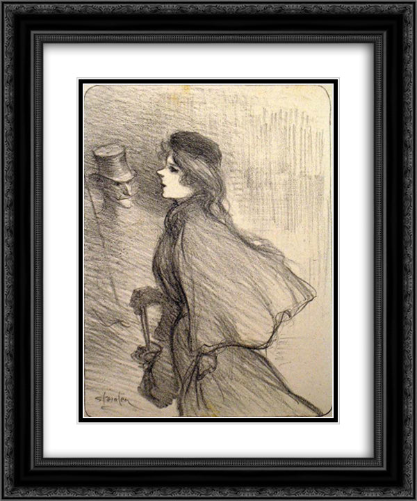Ton Nez 20x24 Black Ornate Wood Framed Art Print Poster with Double Matting by Steinlen, Theophile