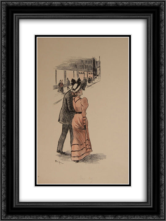 Ton Nez 18x24 Black Ornate Wood Framed Art Print Poster with Double Matting by Steinlen, Theophile