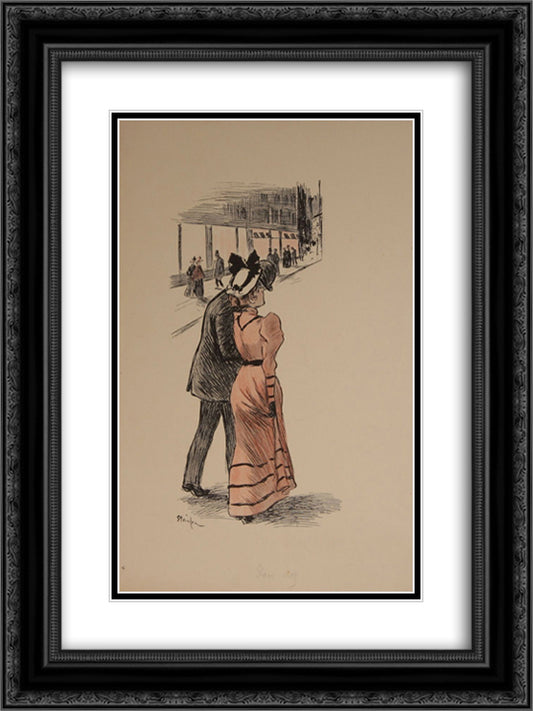 Ton Nez 18x24 Black Ornate Wood Framed Art Print Poster with Double Matting by Steinlen, Theophile