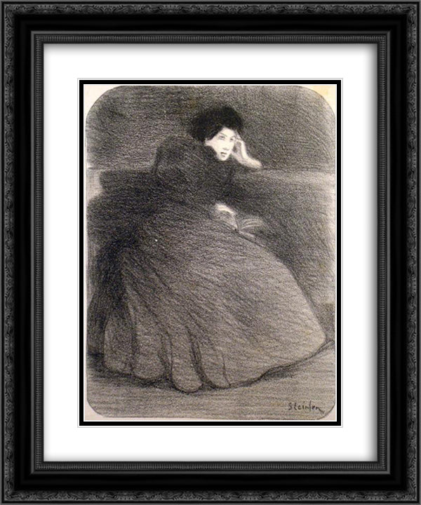 Toujours Vous 20x24 Black Ornate Wood Framed Art Print Poster with Double Matting by Steinlen, Theophile