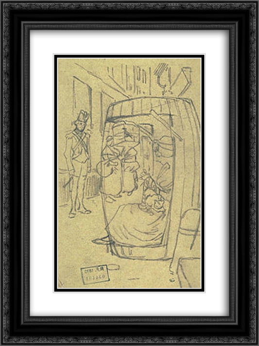 Tu te Brules a la Chandelle 18x24 Black Ornate Wood Framed Art Print Poster with Double Matting by Steinlen, Theophile