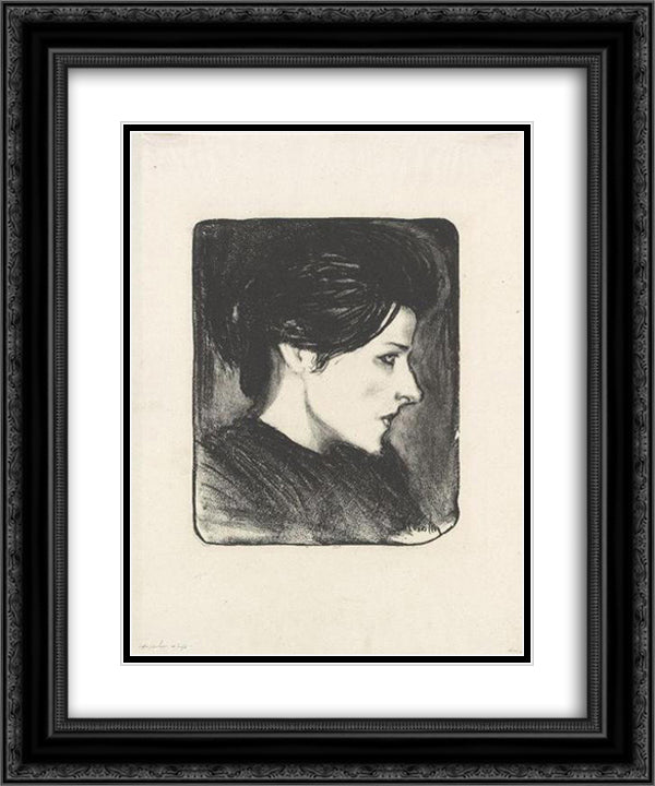 Type Populaire Du Profil 20x24 Black Ornate Wood Framed Art Print Poster with Double Matting by Steinlen, Theophile