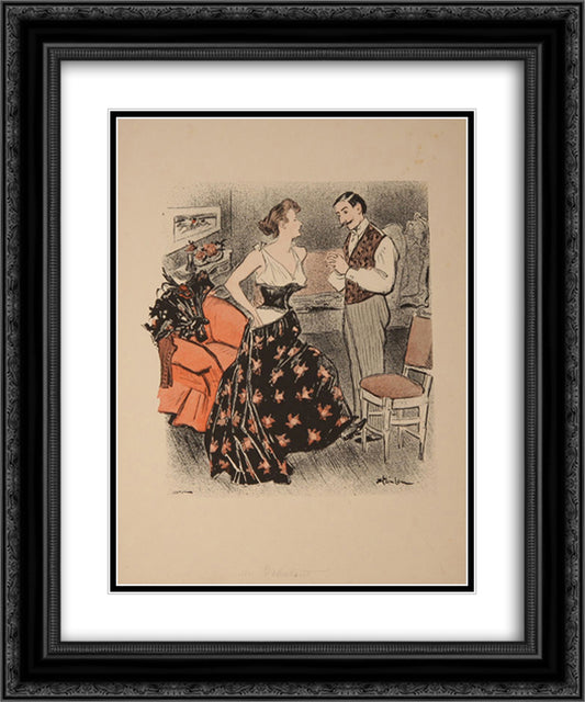 Un Debutant 20x24 Black Ornate Wood Framed Art Print Poster with Double Matting by Steinlen, Theophile