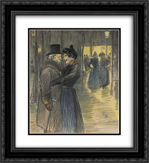 Vanite d'Un Viellard 20x22 Black Ornate Wood Framed Art Print Poster with Double Matting by Steinlen, Theophile