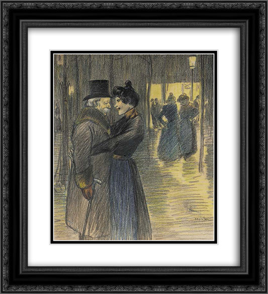 Vanite d'Un Viellard 20x22 Black Ornate Wood Framed Art Print Poster with Double Matting by Steinlen, Theophile