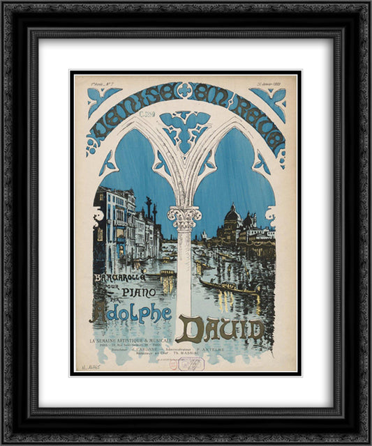 Venise en Reve 20x24 Black Ornate Wood Framed Art Print Poster with Double Matting by Steinlen, Theophile