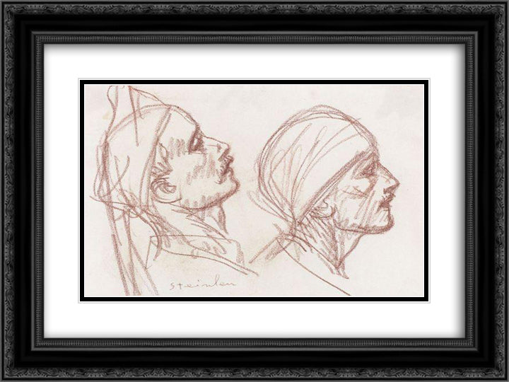 Vente de Charite 24x18 Black Ornate Wood Framed Art Print Poster with Double Matting by Steinlen, Theophile