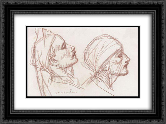 Vente de Charite 24x18 Black Ornate Wood Framed Art Print Poster with Double Matting by Steinlen, Theophile