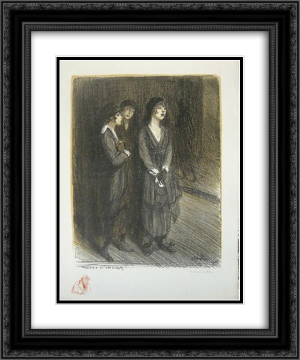 Veuves d'un Louis 20x24 Black Ornate Wood Framed Art Print Poster with Double Matting by Steinlen, Theophile