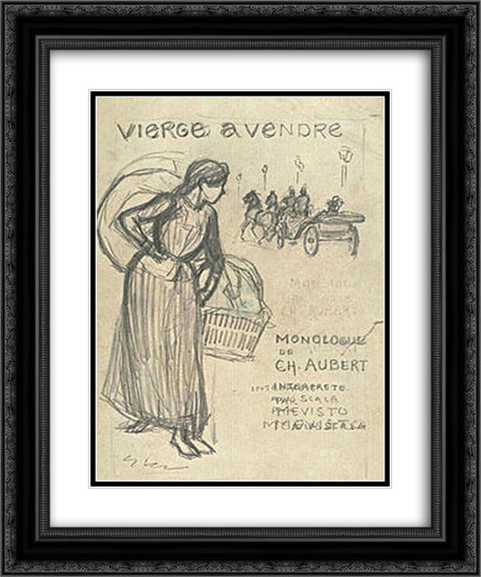 Vierge a Vendre 20x24 Black Ornate Wood Framed Art Print Poster with Double Matting by Steinlen, Theophile