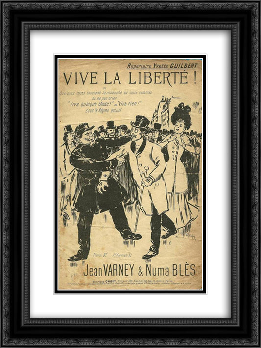 Vive La Liberte 18x24 Black Ornate Wood Framed Art Print Poster with Double Matting by Steinlen, Theophile