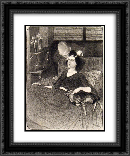 Volupte 20x24 Black Ornate Wood Framed Art Print Poster with Double Matting by Steinlen, Theophile