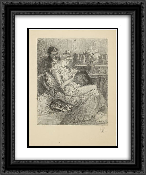 Volupte 20x24 Black Ornate Wood Framed Art Print Poster with Double Matting by Steinlen, Theophile
