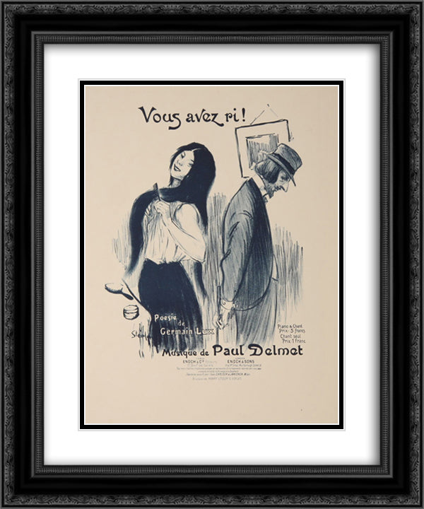 Vous Avez Ri 20x24 Black Ornate Wood Framed Art Print Poster with Double Matting by Steinlen, Theophile