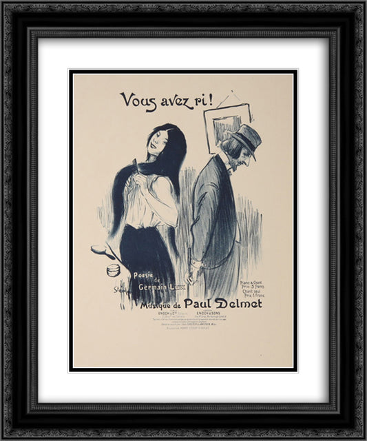 Vous Avez Ri 20x24 Black Ornate Wood Framed Art Print Poster with Double Matting by Steinlen, Theophile