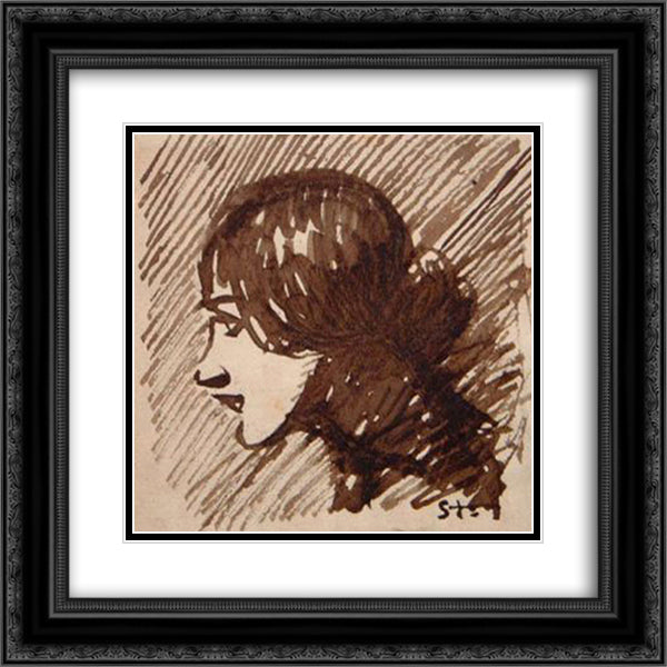 Woman portrait 20x20 Black Ornate Wood Framed Art Print Poster with Double Matting by Steinlen, Theophile