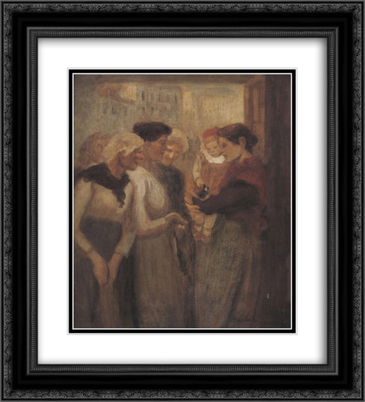 Women Conversing 20x22 Black Ornate Wood Framed Art Print Poster with Double Matting by Steinlen, Theophile