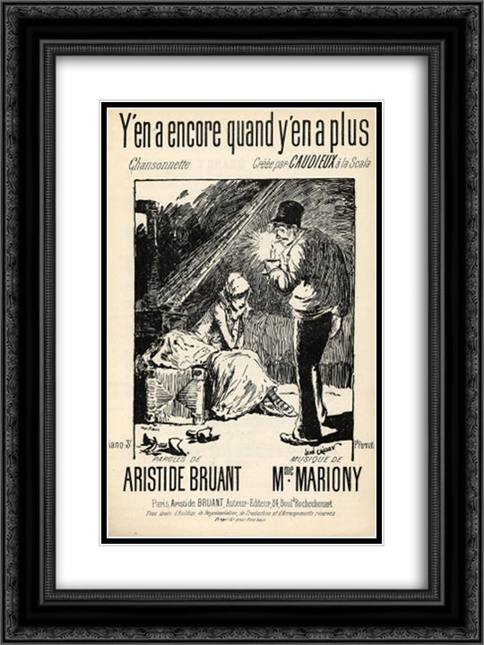 Y'En A Encore Quand Y'En A Plus 18x24 Black Ornate Wood Framed Art Print Poster with Double Matting by Steinlen, Theophile
