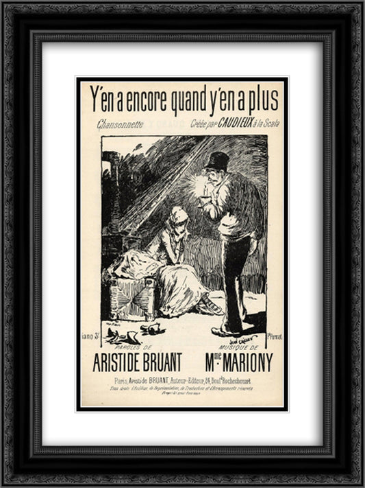 Y'En A Encore Quand Y'En A Plus 18x24 Black Ornate Wood Framed Art Print Poster with Double Matting by Steinlen, Theophile