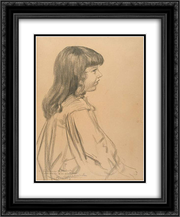 Young girl 20x24 Black Ornate Wood Framed Art Print Poster with Double Matting by Steinlen, Theophile