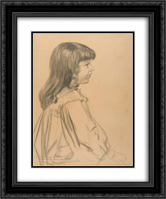 Young girl 20x24 Black Ornate Wood Framed Art Print Poster with Double Matting by Steinlen, Theophile