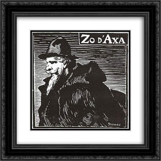 Zo d'Axa 20x20 Black Ornate Wood Framed Art Print Poster with Double Matting by Steinlen, Theophile