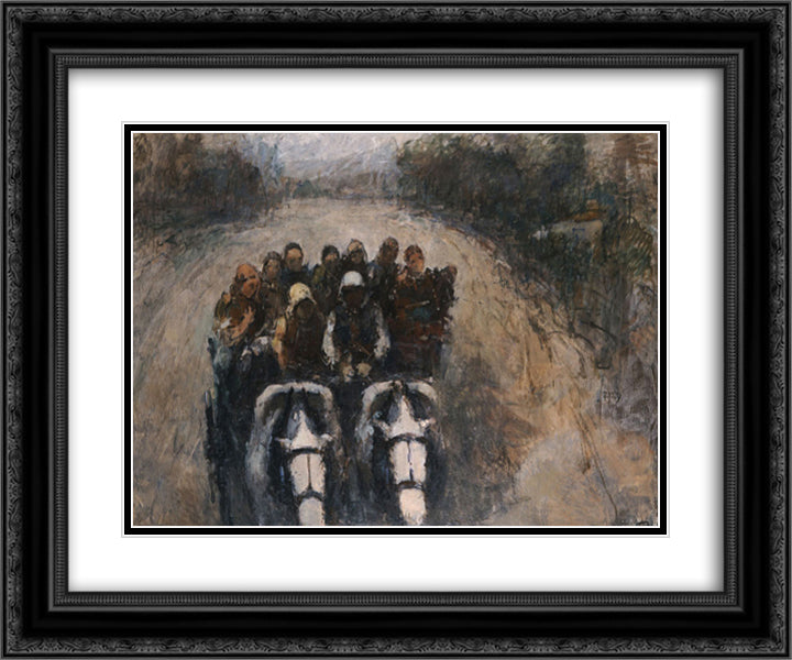 For the Grape Harvest (From the Life of the Gypsies) 24x20 Black Ornate Wood Framed Art Print Poster with Double Matting by Triantafyllidis, Theophrastos