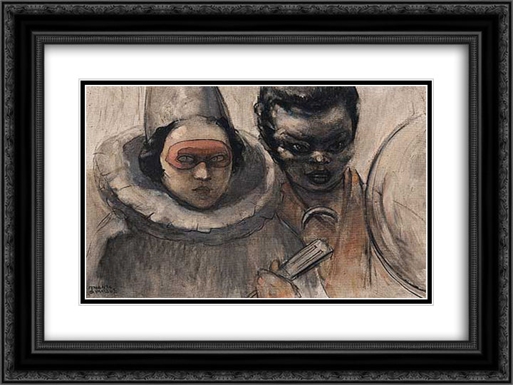 Masks 24x18 Black Ornate Wood Framed Art Print Poster with Double Matting by Triantafyllidis, Theophrastos