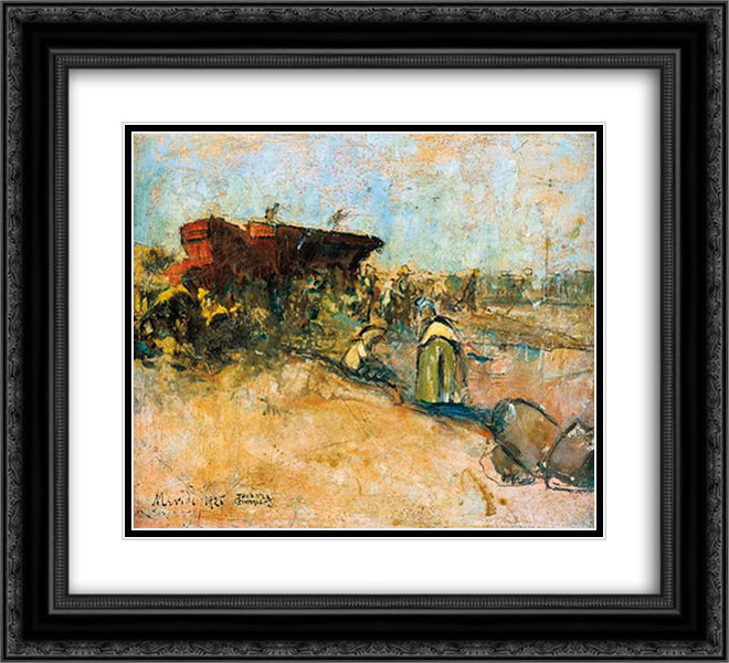 Menidi 22x20 Black Ornate Wood Framed Art Print Poster with Double Matting by Triantafyllidis, Theophrastos