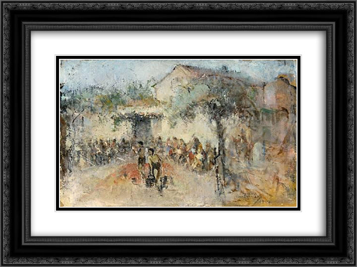Open air show 24x18 Black Ornate Wood Framed Art Print Poster with Double Matting by Triantafyllidis, Theophrastos