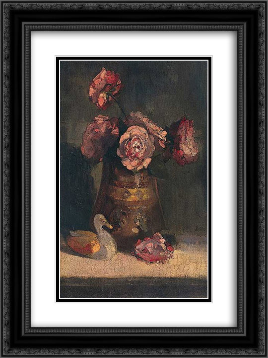 Roses 18x24 Black Ornate Wood Framed Art Print Poster with Double Matting by Triantafyllidis, Theophrastos