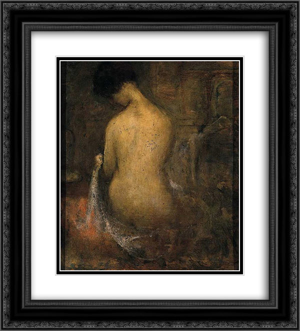 Seated Nude 20x22 Black Ornate Wood Framed Art Print Poster with Double Matting by Triantafyllidis, Theophrastos