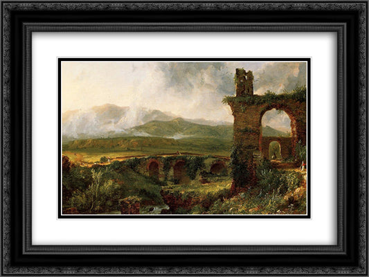 A View near Tivoli (Morning) 24x18 Black Ornate Wood Framed Art Print Poster with Double Matting by Cole, Thomas