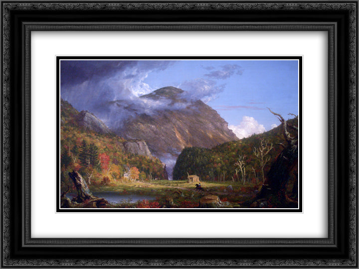 A View of the Mountain Pass Called the Notch of the White Mountains (Crawford Notch) 24x18 Black Ornate Wood Framed Art Print Poster with Double Matting by Cole, Thomas