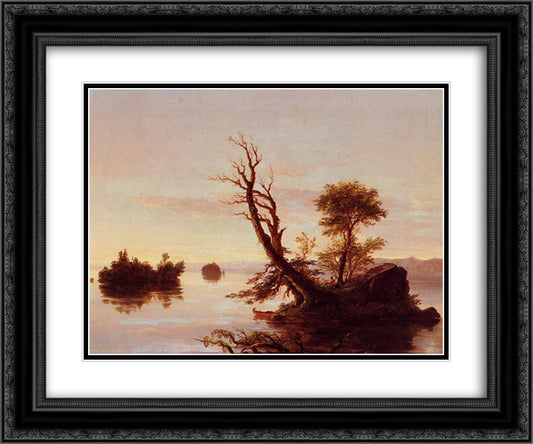 American Lake Scene 24x20 Black Ornate Wood Framed Art Print Poster with Double Matting by Cole, Thomas