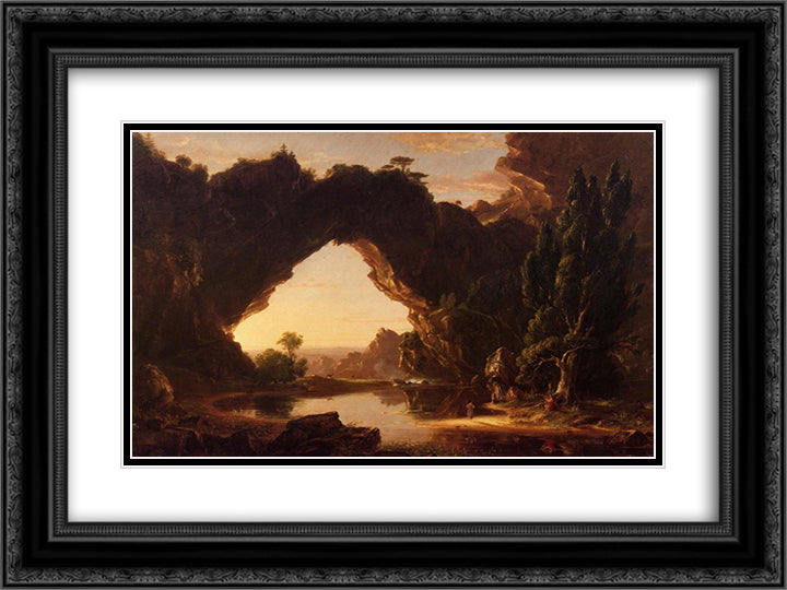 An Evening in Arcadia 24x18 Black Ornate Wood Framed Art Print Poster with Double Matting by Cole, Thomas