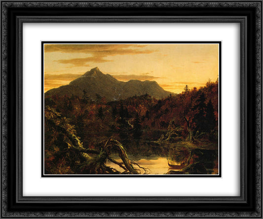 Autumn Twilight View of Copway Peak (Mount Chocorua, New Hampshire) 24x20 Black Ornate Wood Framed Art Print Poster with Double Matting by Cole, Thomas