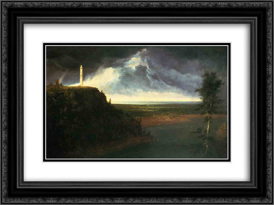 Brock`s-Monument 24x18 Black Ornate Wood Framed Art Print Poster with Double Matting by Cole, Thomas