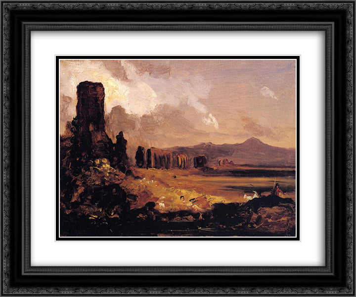 Campagna di Roma (study for Aqueduct near Rome) 24x20 Black Ornate Wood Framed Art Print Poster with Double Matting by Cole, Thomas