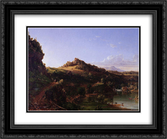 Catskill Scenery 24x20 Black Ornate Wood Framed Art Print Poster with Double Matting by Cole, Thomas