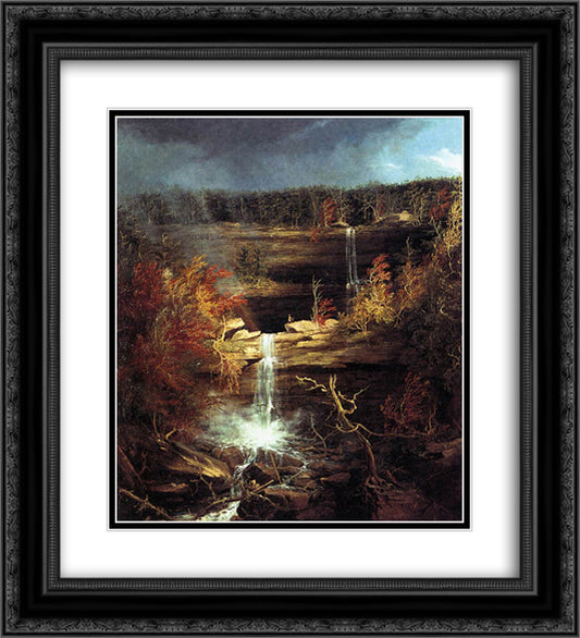 Falls of the Kaaterskill 20x22 Black Ornate Wood Framed Art Print Poster with Double Matting by Cole, Thomas