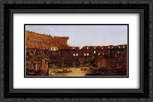 Interior of the Colosseum, Rome 24x16 Black Ornate Wood Framed Art Print Poster with Double Matting by Cole, Thomas