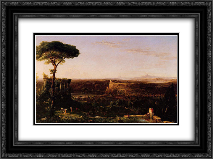 Italian Scene Composition 24x18 Black Ornate Wood Framed Art Print Poster with Double Matting by Cole, Thomas