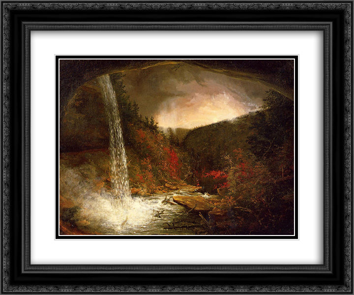 Kaaterskill Falls 24x20 Black Ornate Wood Framed Art Print Poster with Double Matting by Cole, Thomas